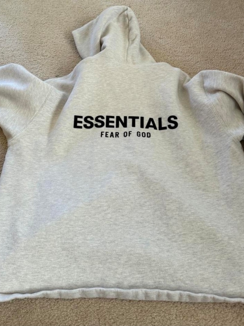 Fear of God ESSENTIALS Light Gray Hoodie with Black Logo
